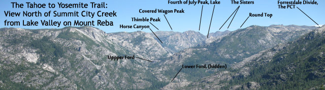 Identification of Sierra Crest line mountains North of Summit City Creek